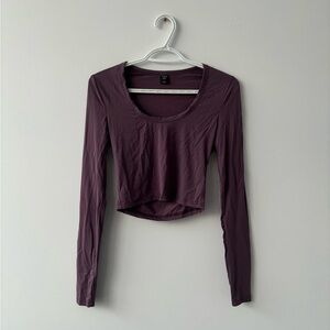 Crop top manche longue texture maillot/Crop top long sleeve texture jersey